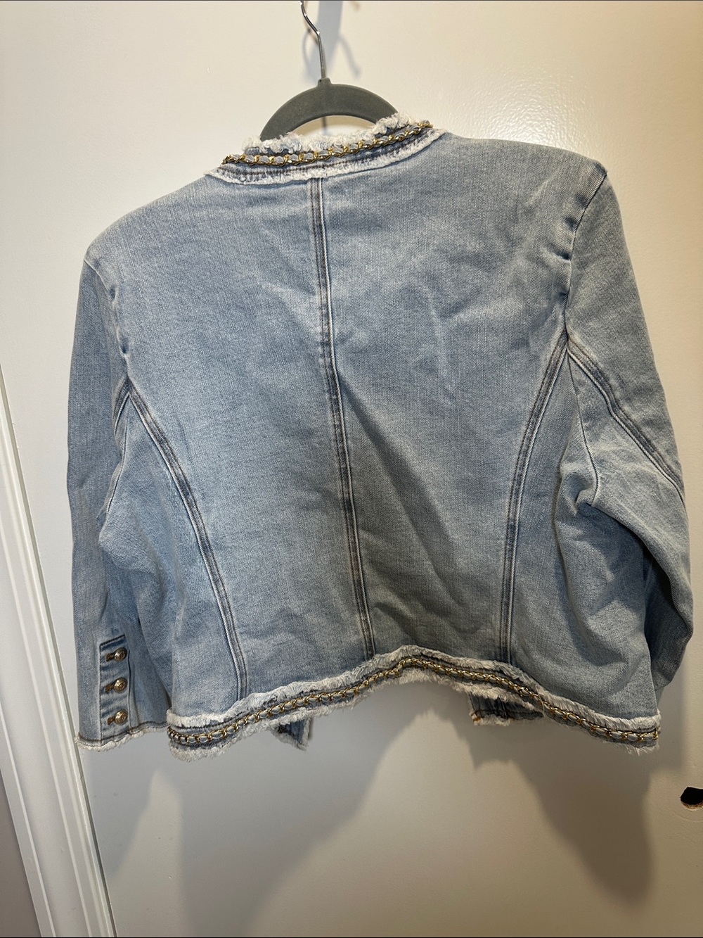 Generation Love Light Blue Denim Jacket with Gold Chain Trim (23) - Picture 3 of 3